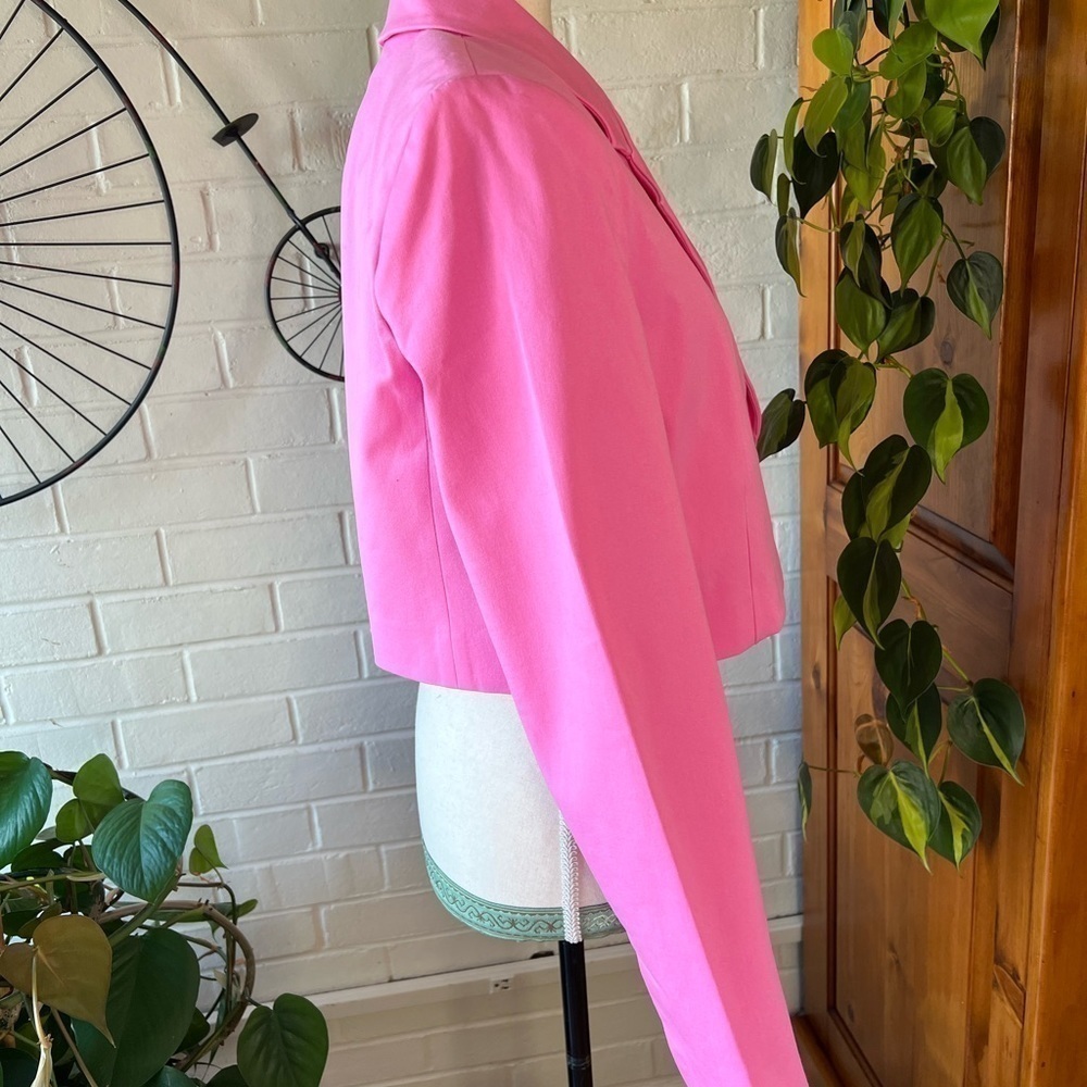 Derek Lam 10 Crosby cropped single breasted blazer pink size M barbiecore - Picture 6 of 10